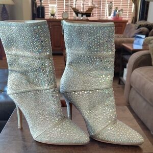 Elegant Silver Women's Ankle Boots